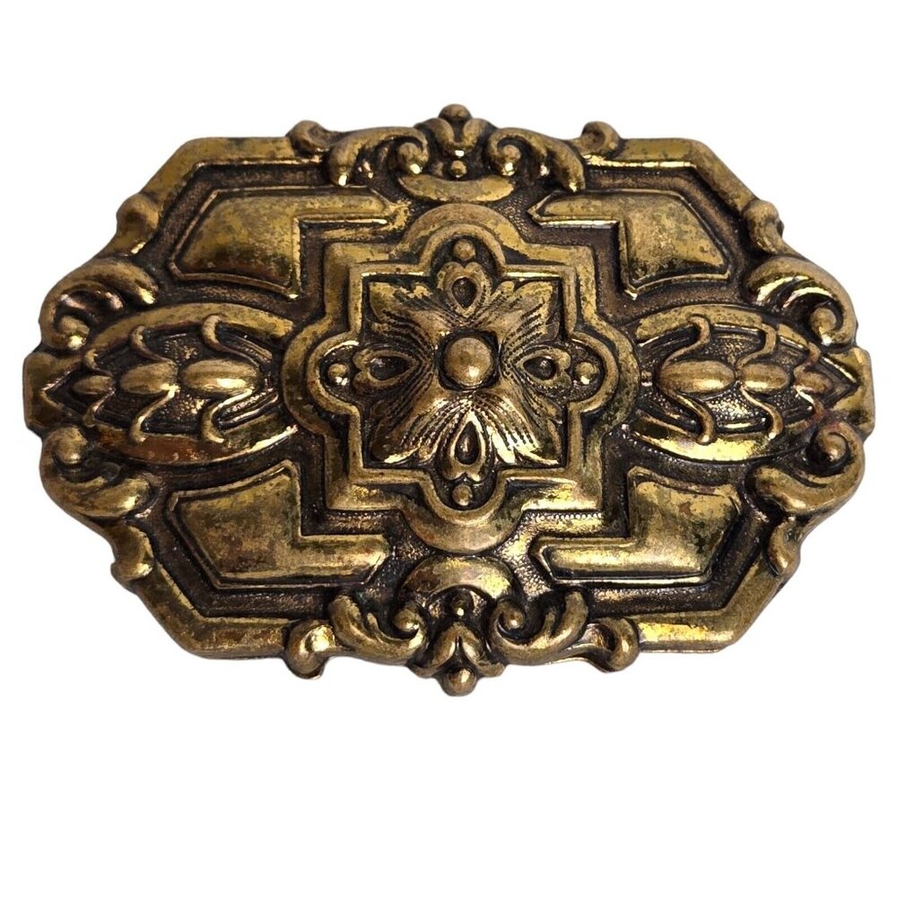 Victorian‎ Style Brass Statement Floral Pin Brooch 3" - Picture 5 of 9